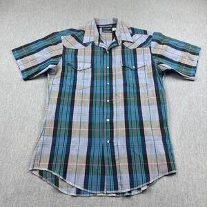 Vintage Wrangler Shirt X-Long Tails Mens 15.5-33 Blue‎ Single Needle Cowboy Cut